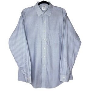 Brooks Brothers Mens 16 1/2-36 Blue Yellow Pin-stripe Classic Button-Down